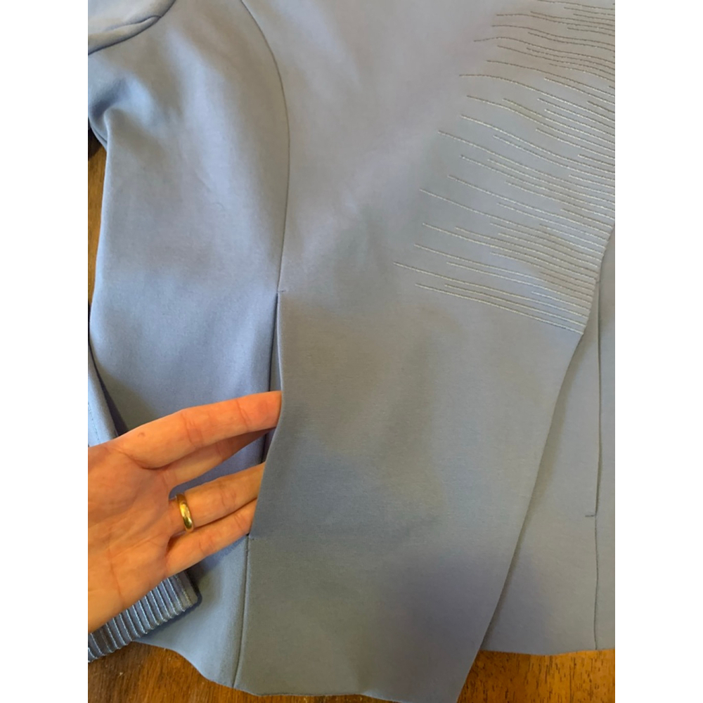 Elizabeth & Clarke Military Style Jacket 6 Blue Detailed stitching Stain Protect - Picture 2 of 13